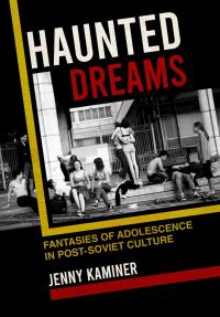 Poster for "Haunted Dreams" is shown in black and white, with white and red font.