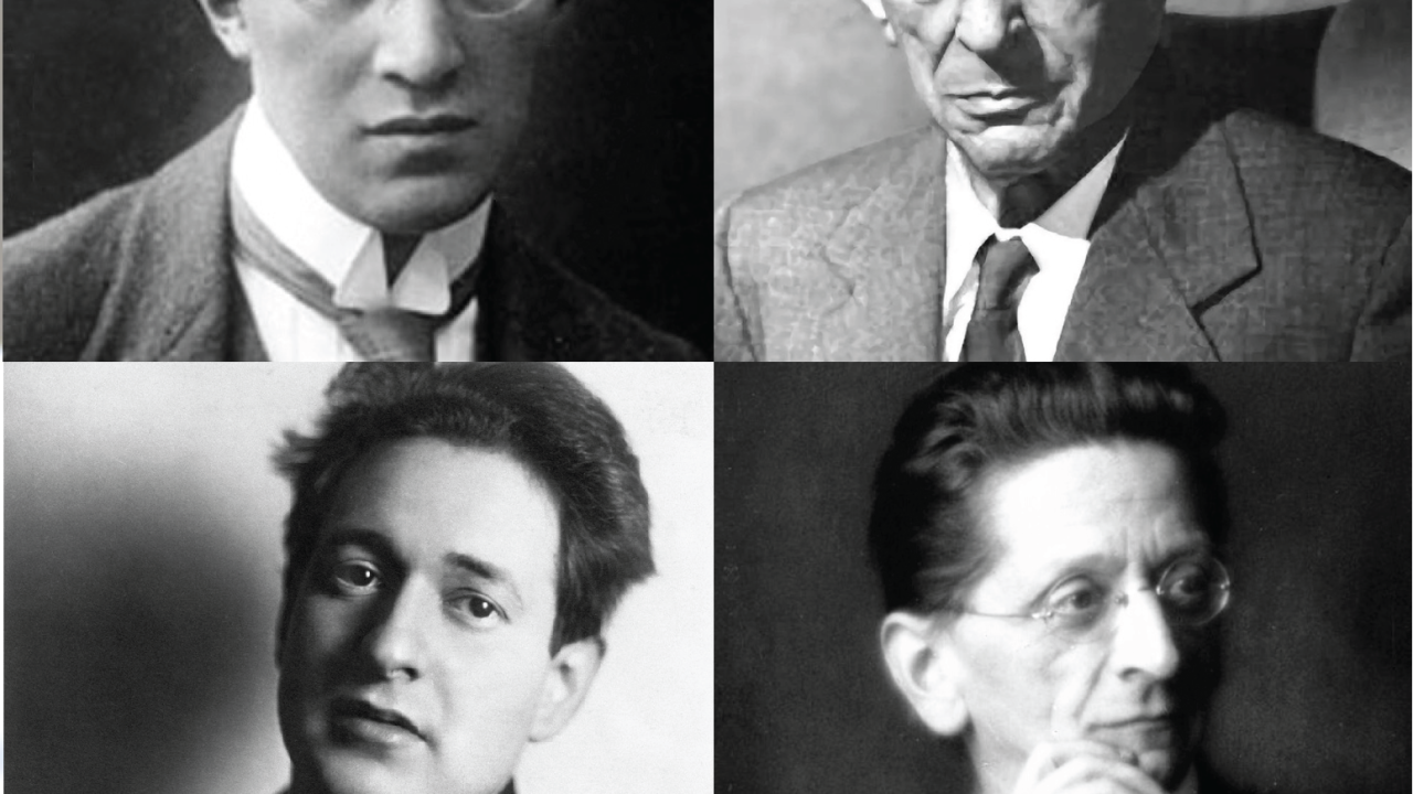 four black and white headshots of composers