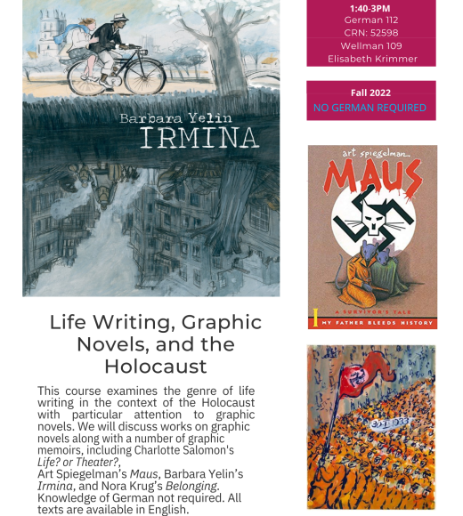 A flyer for GER 112, including a course description and pictures of texts