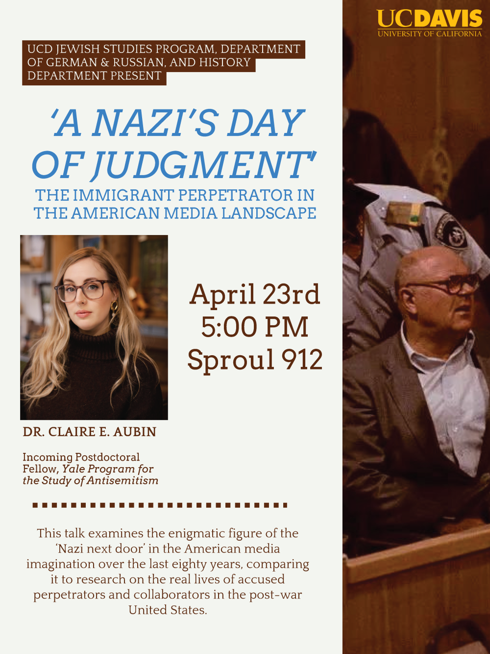 A flyer for the upcoming event, the text of which is written out above.