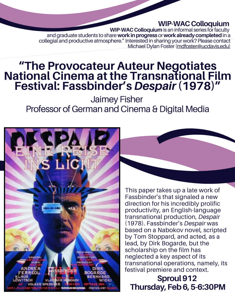 A flyer for the upcoming event. The text printed above.