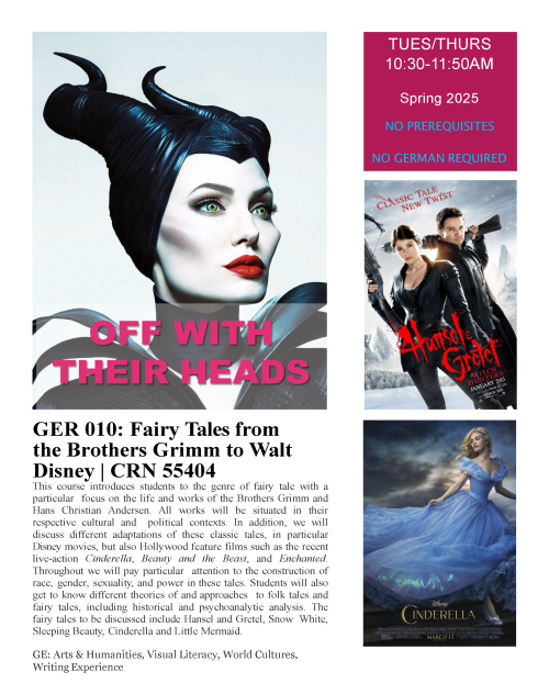 A flyer for GER 010, with various movie poster and a course description.