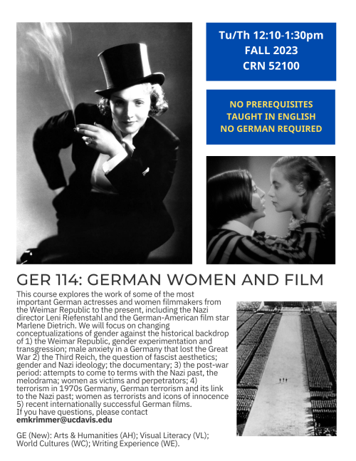 A flyer for GER 114 featuring black and white film and celebrity stills